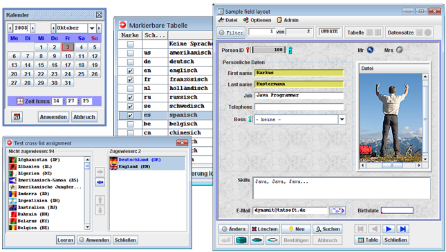 Screenshots der Appsuite - GUIs